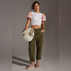 Anthropologie | Dolan Embroidered-Sleeve Twist Top | NWT!